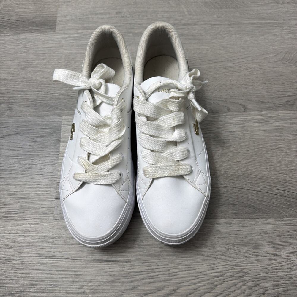Lacoste Women's Ziane Platform Leather White Sneakers Size US 7.5